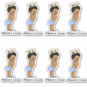 Little Prince Baby Boy Blue Gold Crown Curly