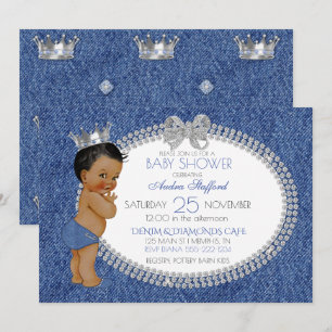 Little Prince Baby Boy Denim & Diamonds Invitation