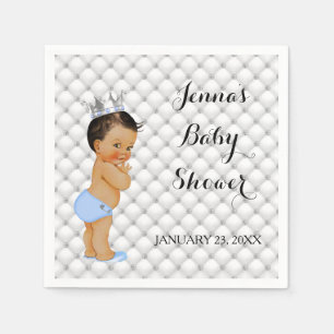 Little Prince Baby Boy Diamonds Light Blue Napkin