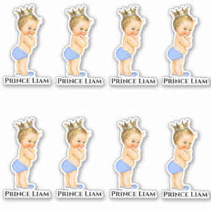 Little Prince Baby Boy Light Blue Gold Crown