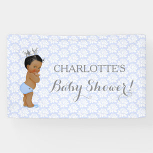 Little Prince Baby Boy Light Blue Silver Banner