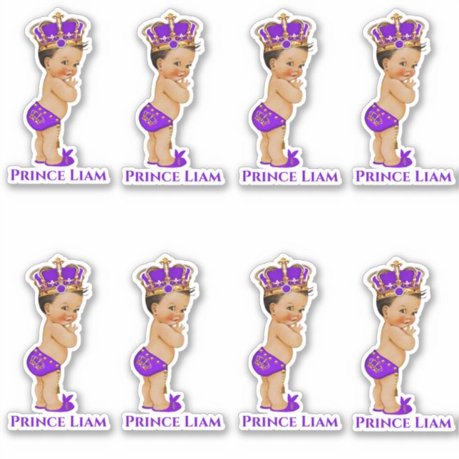 Little Prince Baby Boy Purple Gold Crown (Front)