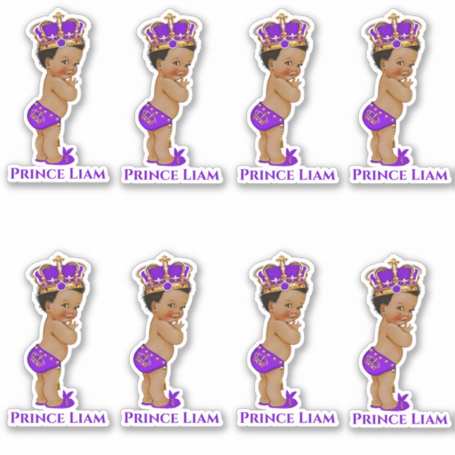 Little Prince Baby Boy Purple Gold Crown (Front)