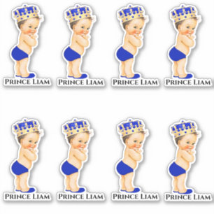 Little Prince Baby Boy Royal Blue Gold Crown