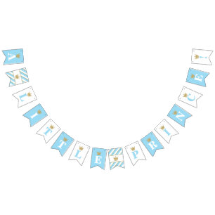 Little Prince Baby Shower Banner, Baby Blue Bunting