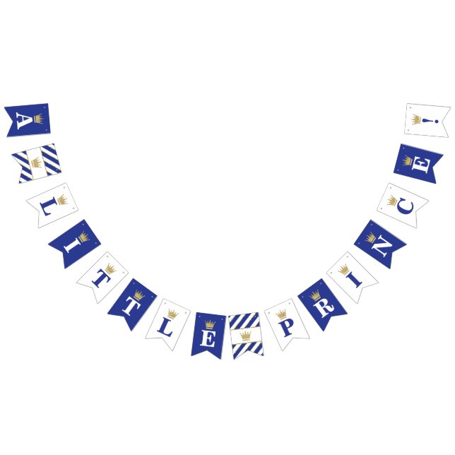 Little Prince Baby Shower Banner, Royal Blue Bunting (All)