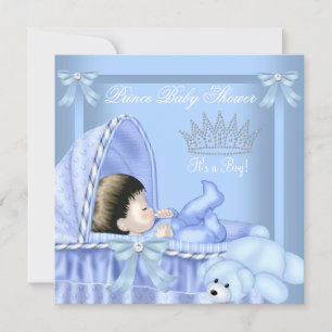 Little Prince Baby Shower Boy Blue Bassinette 2 Invitation