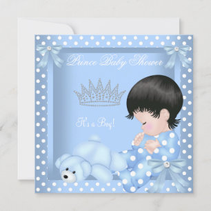 Little Prince Baby Shower Boy Blue Polka dot 2 Invitation