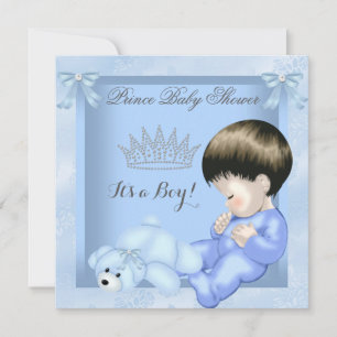 Little Prince Baby Shower Cute Boy Blue Toy 2 Invitation