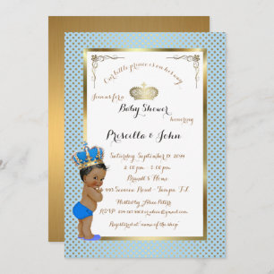 Little Prince Baby Shower Invitation,gold, blue Invitation