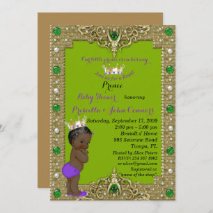 Little Prince Baby Shower Invitation, gold, green Invitation