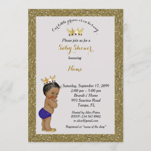 Little Prince Baby Shower Invitation,gold, grey Invitation