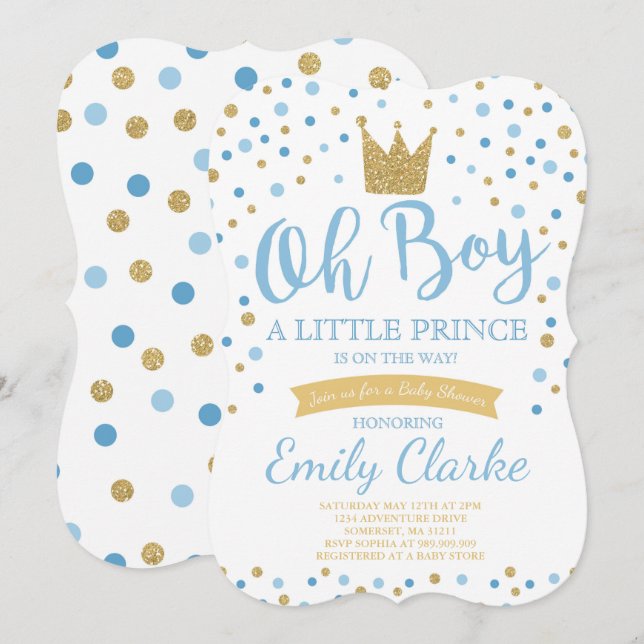 Little Prince Baby Shower Invitation Royal Shower (Front/Back)