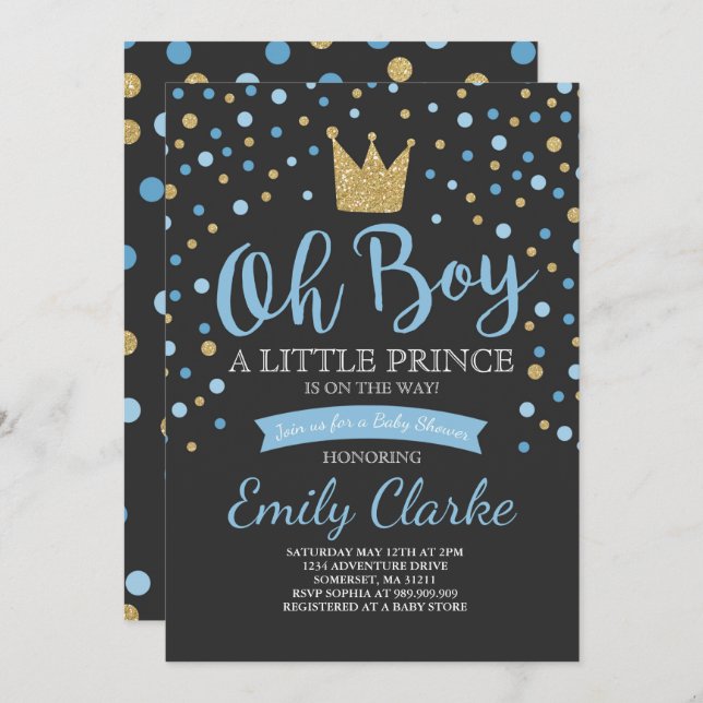 Little Prince Baby Shower Invitation Royal Shower (Front/Back)