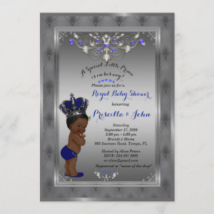 Little Prince Baby Shower Invitation, Royal SILVER Invitation