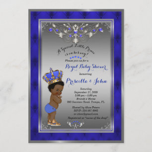 Little Prince Baby Shower Invitation, Royal SILVER Invitation