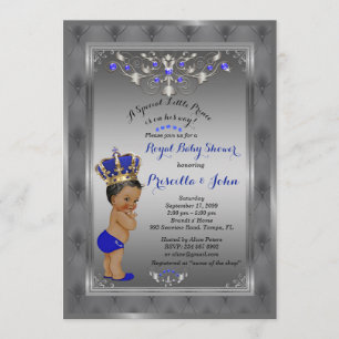 Little Prince Baby Shower Invitation, Royal SILVER Invitation