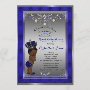Little Prince Baby Shower Invitation, Royal SILVER Invitation