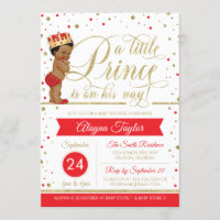 Little Prince Baby Shower Invite, Faux Glitter