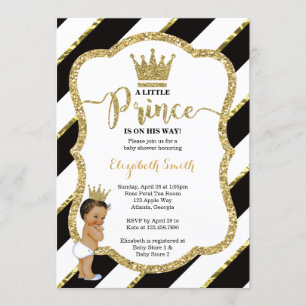 Little Prince Baby Shower Invite, Faux Glitter Invitation
