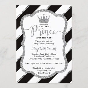 Little Prince Baby Shower Invite, Faux Glitter Invitation