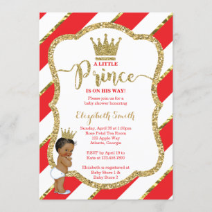 Little Prince Baby Shower Invite, Faux Glitter Invitation