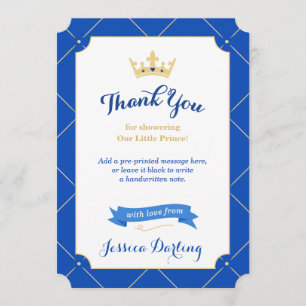 Little Prince Baby Shower Thank You Cards Royal
