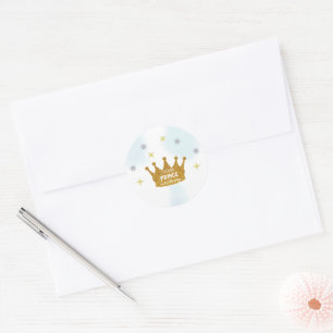 Little Prince Boy Baby Shower Classic Round Sticker
