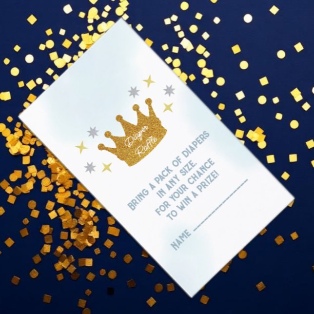 Little Prince Boy Baby Shower Diaper Raffle Enclosure Card (Creator Uploaded)