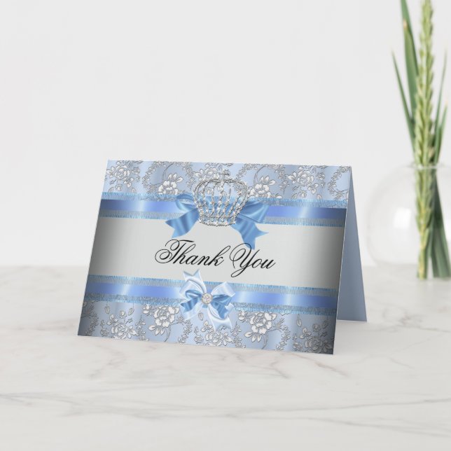 Little Prince Crown Baby Shower Thank You Card (Front)