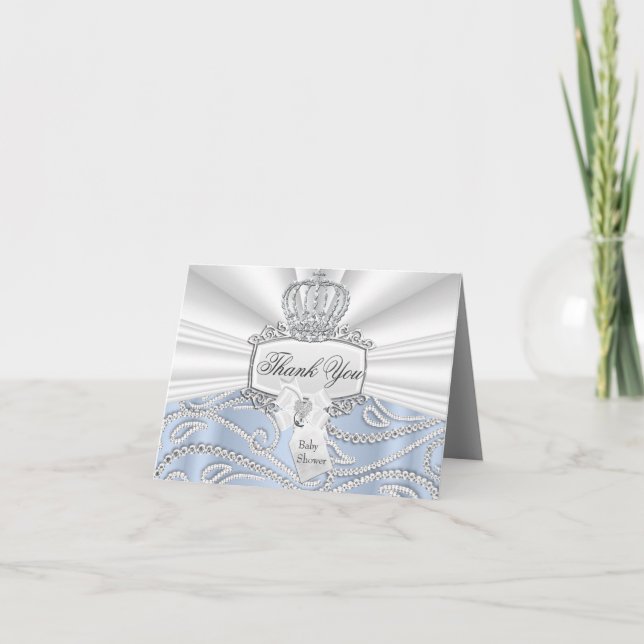 Little Prince Diamond Baby Shower Thank You Card (Front)