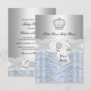 Little Prince Diamond Crown Baby Shower Invitation