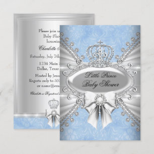 Little Prince Diamond Crown Baby Shower Invite