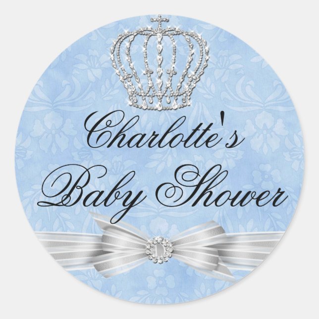 Little Prince Diamond Crown Baby Shower Sticker (Front)