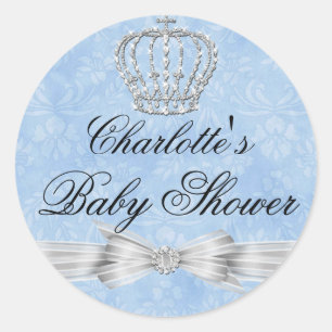 Little Prince Diamond Crown Baby Shower Sticker