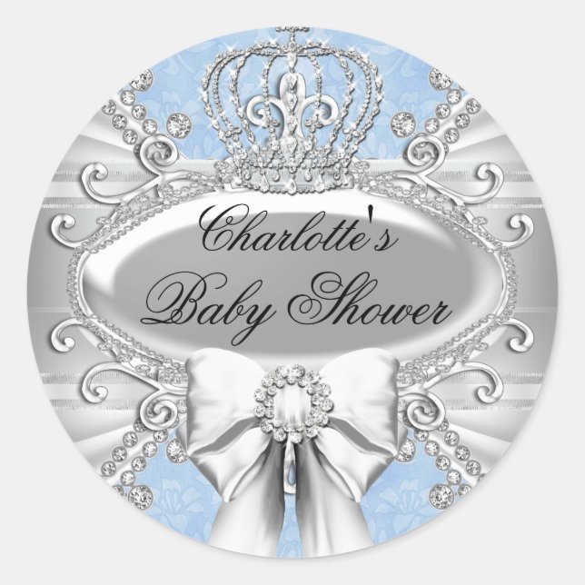 Little Prince Diamond Crown Baby Shower Sticker (Front)