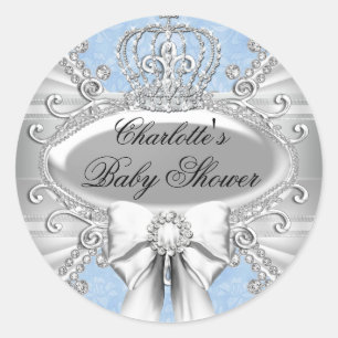 Little Prince Diamond Crown Baby Shower Sticker