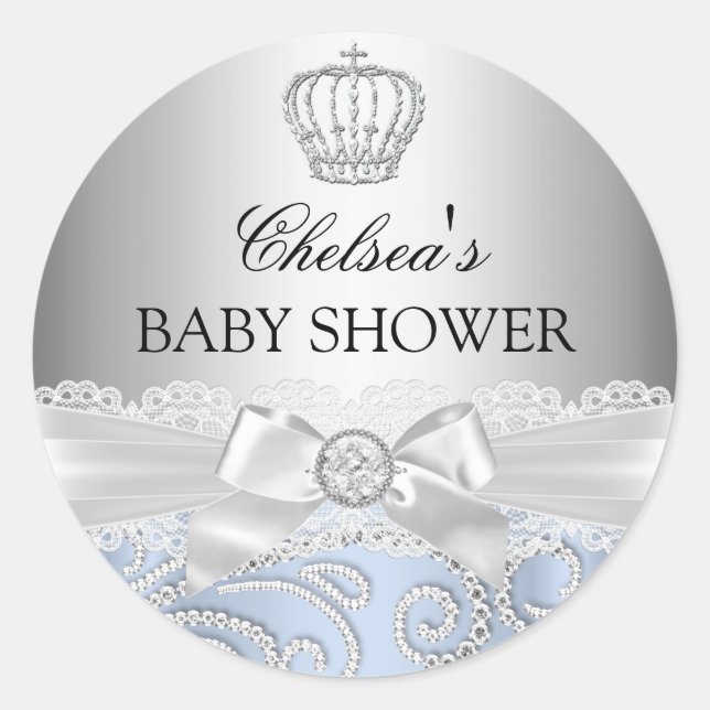 Little Prince Diamond Crown Baby Shower Sticker (Front)