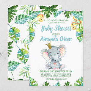Little Prince Elephant baby shower invitation