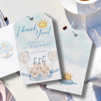 Little Prince Fairytale Crown Birthday Thank You Gift Tags