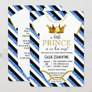 Little Prince Glitter Baby Shower Invitation