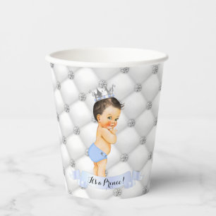 Little Prince Light Blue White Diamonds Baby Boy Paper Cups