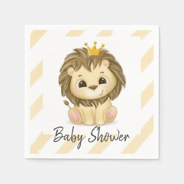 Little Prince Lion Boy Baby Shower Napkin (Front)