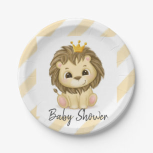 Little Prince Lion Boy Baby Shower Paper Plate