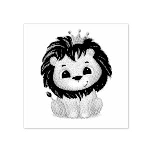 Little Prince Lion Boy Baby Shower Rubber Stamp