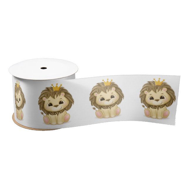 Little Prince Lion Boy Baby Shower Satin Ribbon (Spool)