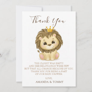 Little Prince Lion Boy Baby Shower Thank You