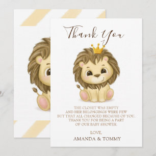 Little Prince Lion Boy Baby Shower Thank You Card