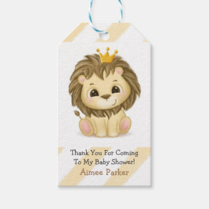 Little Prince Lion Boy Baby Shower Thank You Gift Tags