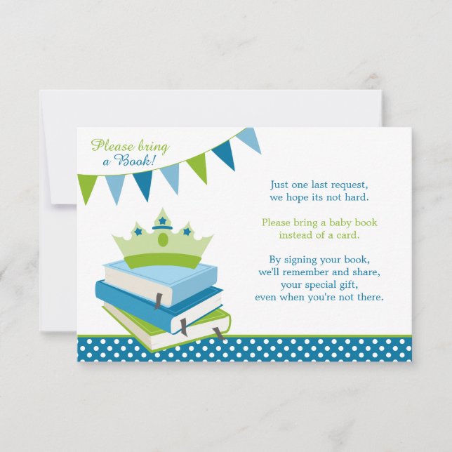 Little Prince Polka Dot Bunting Baby Shower Book Invitation (Front)